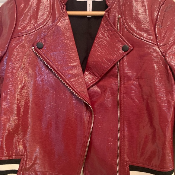BCBGeneration | Red Vegan Leather Moto Jacket Y2K Bikercore Cropped | Size XS - Picture 4 of 10